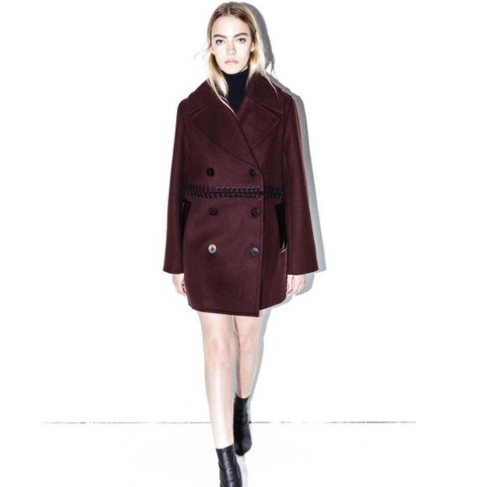 3.1 Phillip Lim Burgandy Wool Peacoat